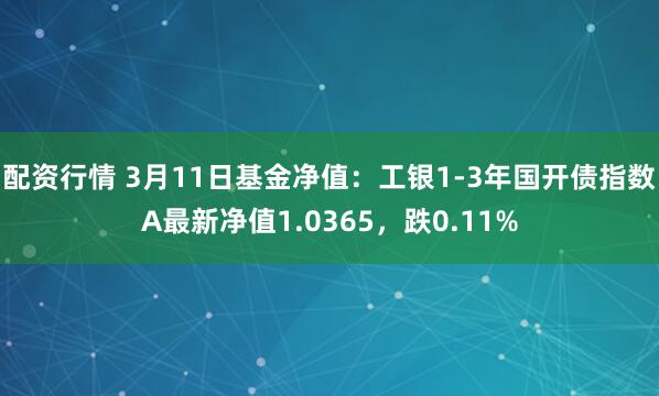 配资行情 3月11日基金净值：工银1-3年国开债指数A最新净值1.0365，跌0.11%