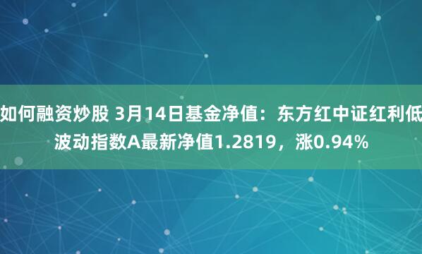 如何融资炒股 3月14日基金净值：东方红中证红利低波动指数A最新净值1.2819，涨0.94%